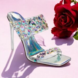 Azalea Wang Rossi Iridescent Sandal, size 11